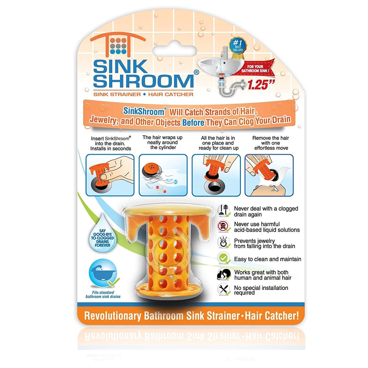 SinkShroom The Revolutionary Sink Drain Protector Hair Catcher/Strainer/Snare - Blowout Sale - Senior.com Bathroom Accessories